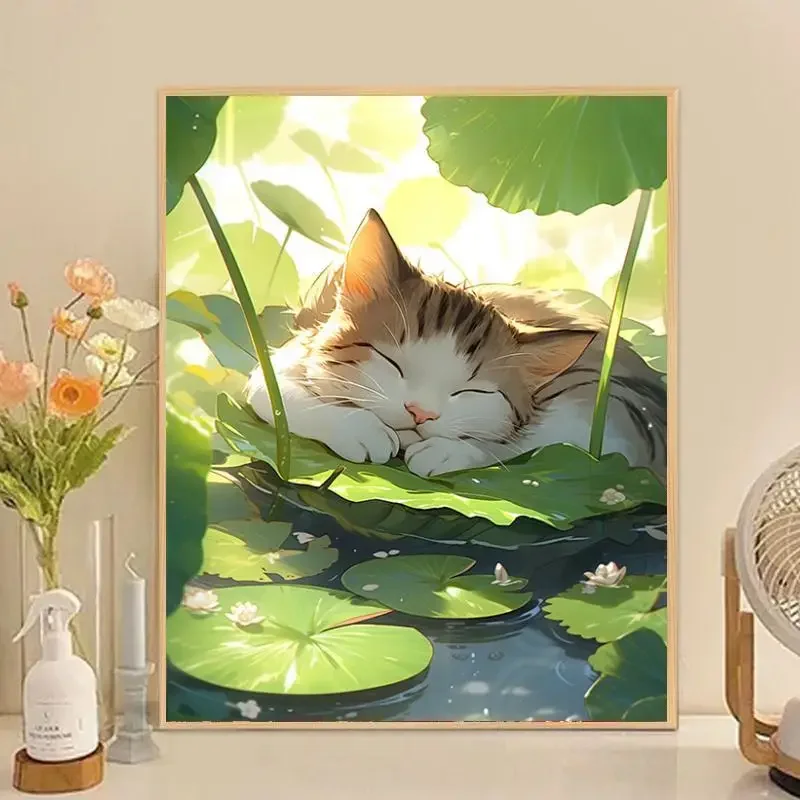 Креативная цифровая картина маслом сделай сам милые Коты котята мультяшный