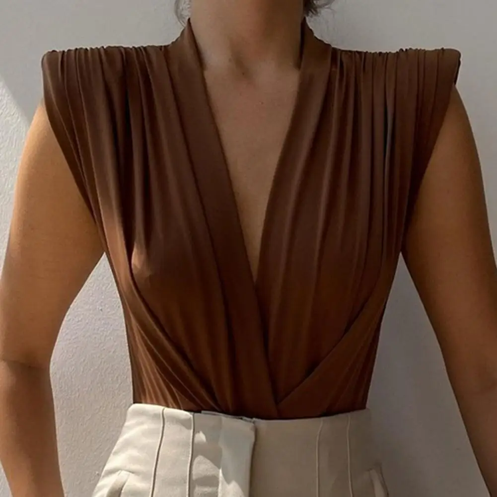 

Popular Summer Bodysuit Creative Loose Great Stitching Sleeveless Layered Women Bodysuit