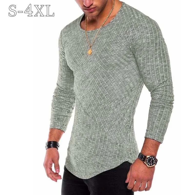 

Plus Size S-4XL Slim Fit Sweater Men Sprin Autumn Tin O-Neck Knitted Pullover Men Casual Solid Mens Sweaters Pull omme