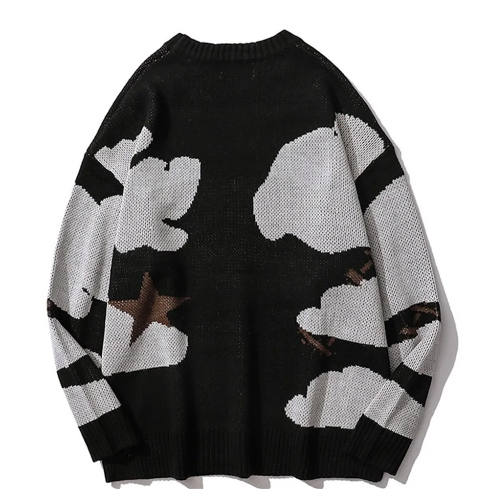 Harajuku vintage cartoon anime knitted sweater men winter oversized men's rock hip hop rap pullover women jumper ugly sweater