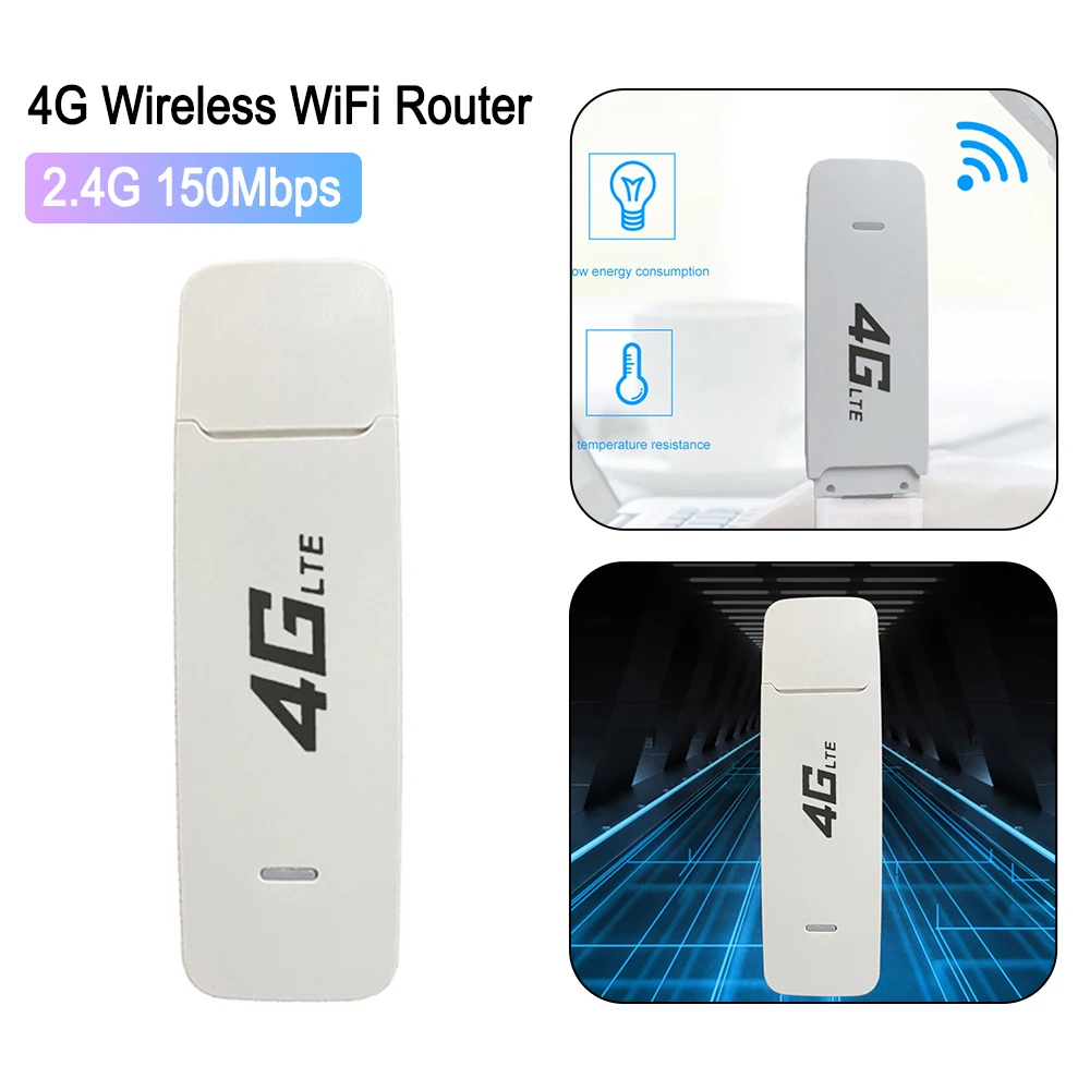 

4G LTE Modem Dongle Router SIM Card Slot 2.4G 150Mbps Wireless WiFi Adapter Multi-Band Mobile Broadband EU for Car Home Office