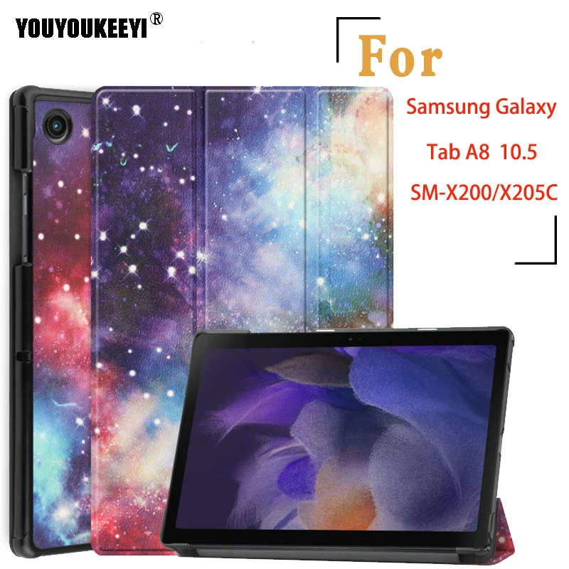 

New Painted Stand Cover Case For Samsung Galaxy Tab A8 10.5inch Tablet 2022 New Magnetic Case For SM-X200/SM-X205C Caqa+ Gift
