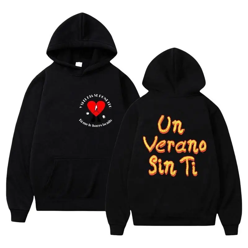 

2022 New Autumn And Winter High Texture Printing Men's Casual Hooded Sweatshirts UN VERANO SIN TI Print High Street Hooded Top