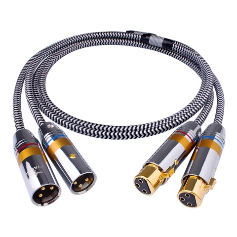 1 Paar Hi-End 7N OCC Verzilverde Xlr Gebalanceerde Audiokabel 3 Pin 2 XLR Man-vrouw audiokabel voor Microfoon Versterker