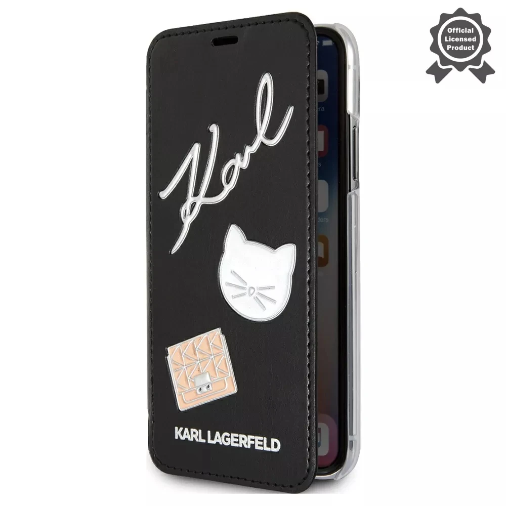 Чехол Lagerfeld для iPhone X/XS Embossed Pins Booktype PU Black | Mobile Phone Cases &amp Covers