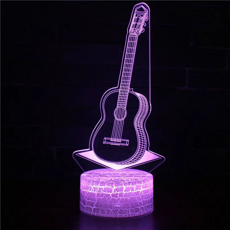 Guitar Violin 3D Illusion Table Lamp LED Night Light Bedroom Decor 16 Color Change with Remote Gift Toys for Boys Girls Children | Освещение