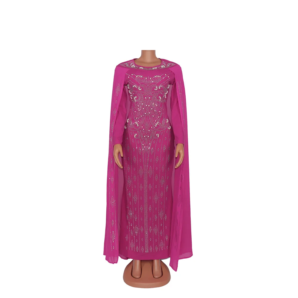 Muslim Pakistani Long Sleeve Maxi Dress Elegant Shalwar Kameez Sequin Dresses 2023 Diamond Women Chiffon Robe Abaya Dubai Hijab