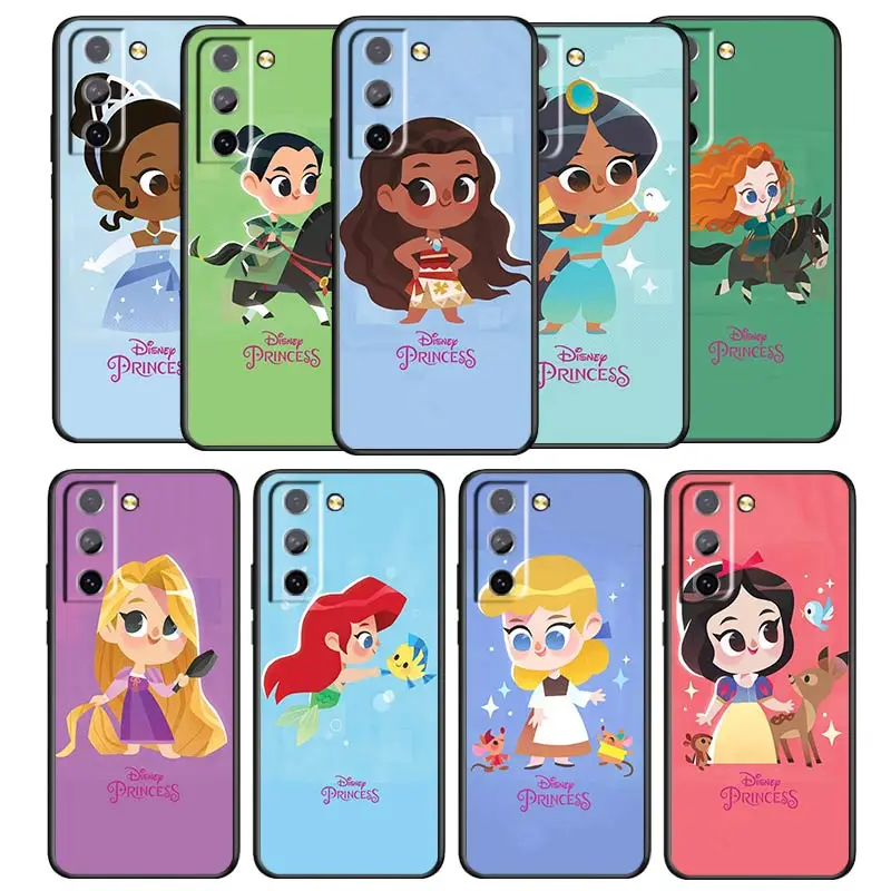 Princess Art Phone Case For Samsung Galaxy S22 S21 S20 S10 S10e S9 S8 S7 PRO Ultra Plus FE Lite Black luxury Silicone Back Capa