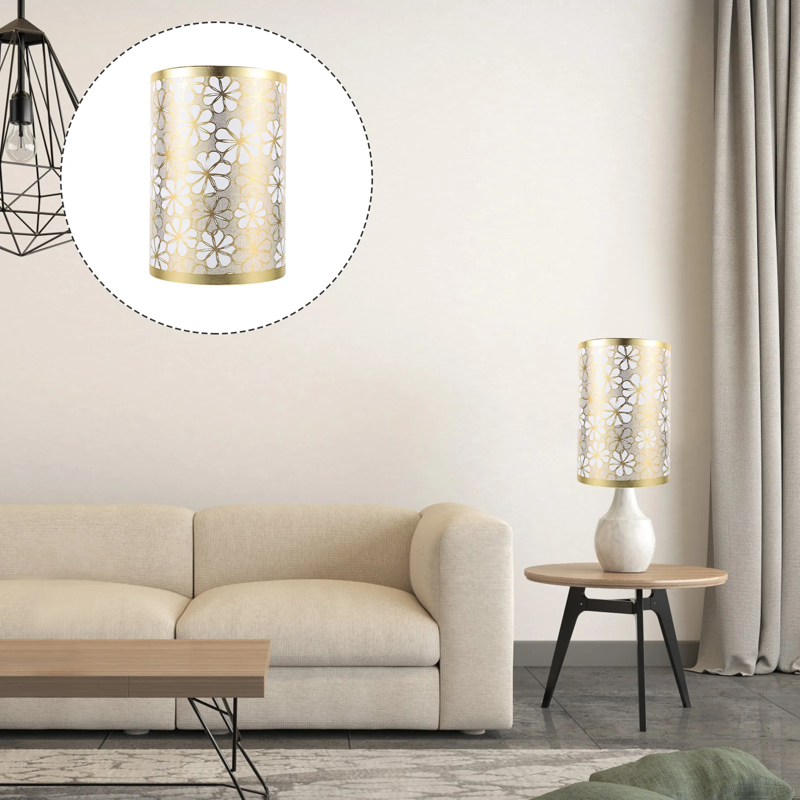 

White Flower Fabric Lampshade Linen Lamp Shade Small Lamp Shade Chandelier Vintage Lamp Shades Metal Drum Lampshade