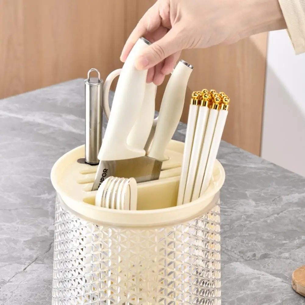 

Cutter Block Transparent Plastic Multi-purpose Chopsticks Spoon Organizer Multi-slots Cutter Rack Kitchen Accessories