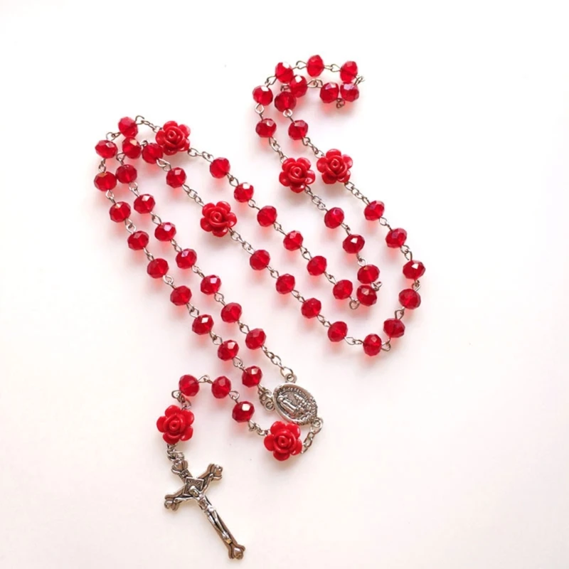 Розовые четки католическое ожерелье для креста кулон религиозные молитвенные