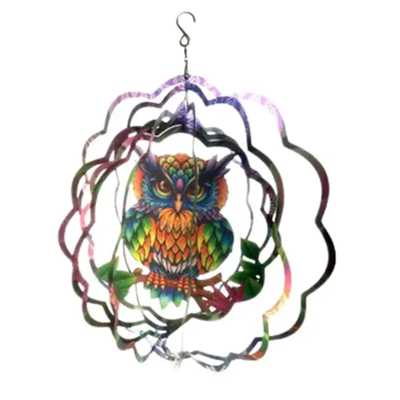 

Owl Spinner Hanging 3D Colorful Owl Garden Decor Outside Spinner Hanging Wind Spinners Outdoor Metal Craft Wind Catcher Yard Art
