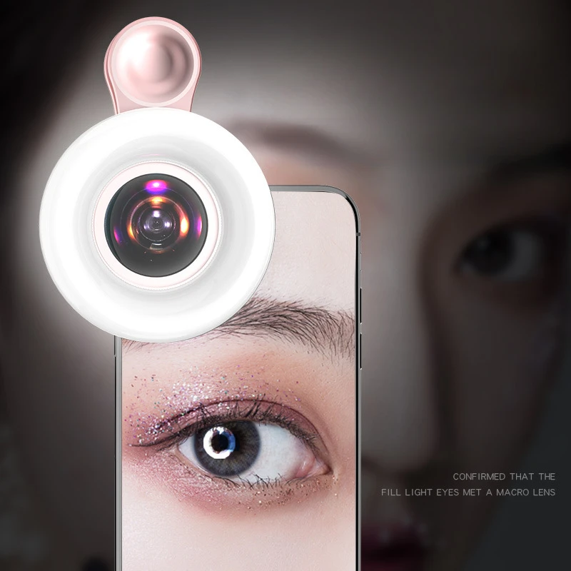 

15x Macro HD Camera Lens Mobile Phone Lens Portable Selfie LED Ring Flash Clip Fill Light Universal IPhoneAndroid Mobile Phone