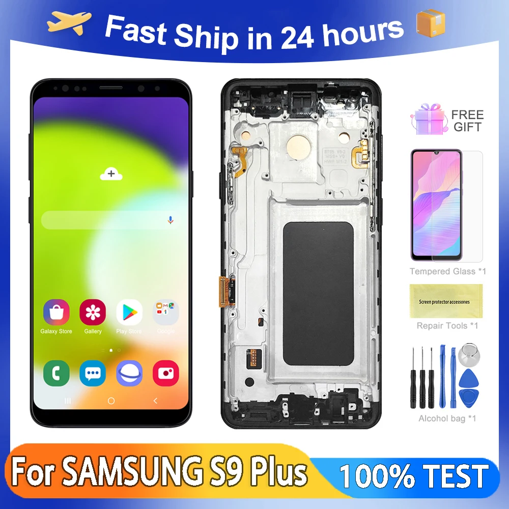 S9+ High Quality 100% Test TFT LCD Display  For Samsung Galaxy S9 Plus G965 G965F LCD Touch Screen Digitizer Assembly with Frame