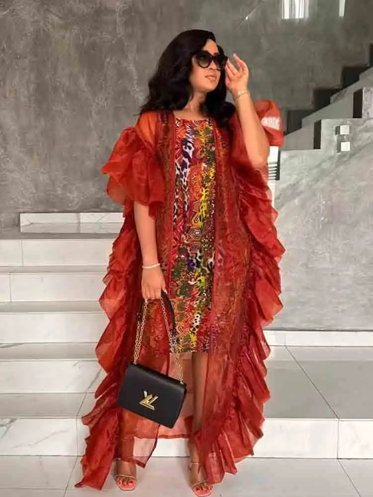 

Сексуальная Женская одежда из Южной Африки, одежда для повседневной вечеринки, шелковые длинные платья с принтом для африканских женщин