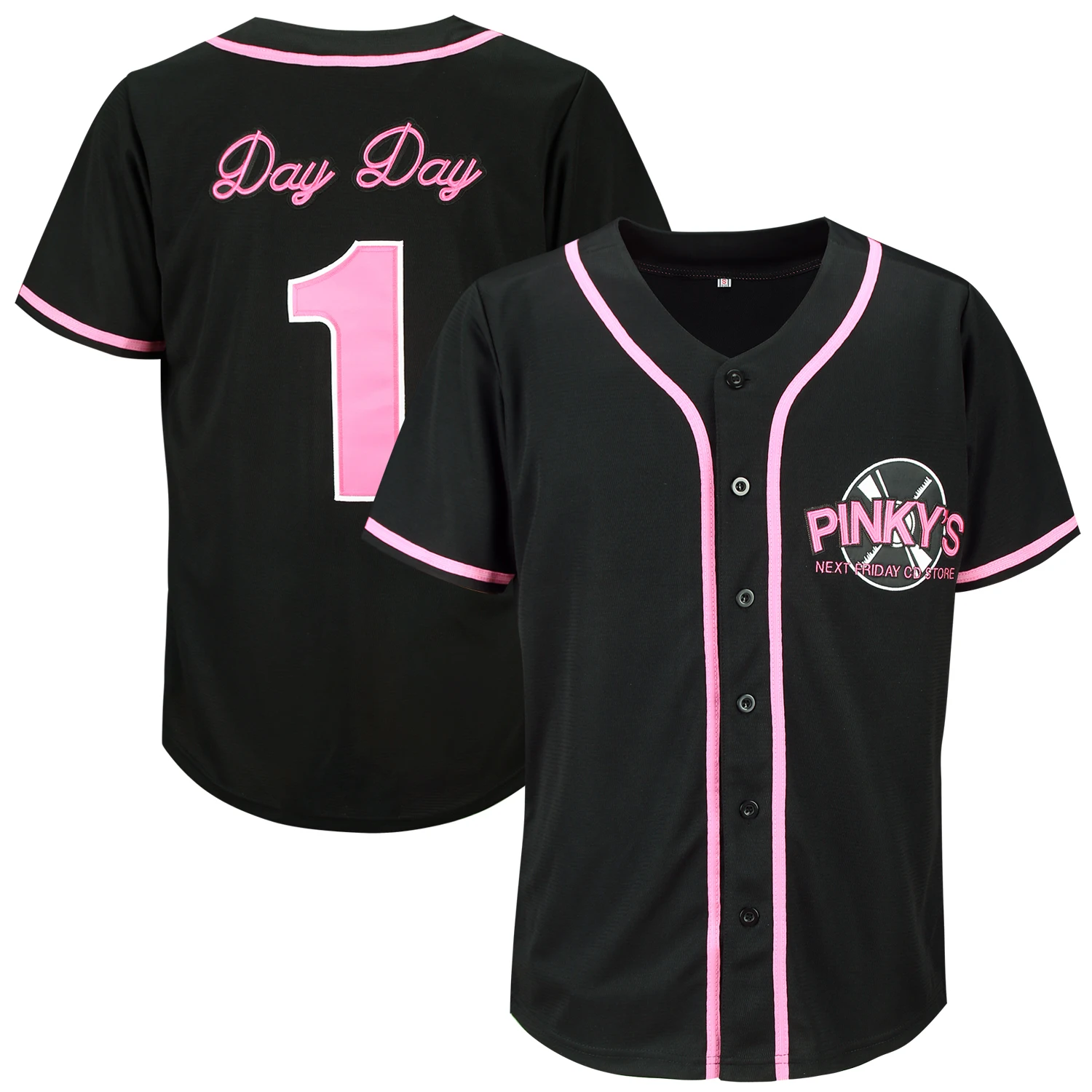 

Pinky's Next Friday CD Store Movie Day Day Jones Baseball Jerseys Hip Hop Fashion Trend Hip-Hop Black Jersey