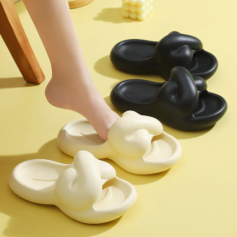 2023 New Women's Summer Slippers with Bow Knot Korean Version Trend Students Wearing Soft Sole Non Slip Slippers Outside Female