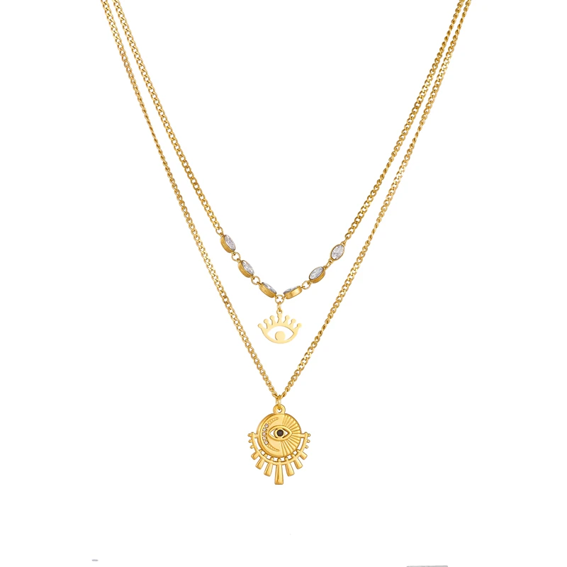 Женская цепочка с подвеской MEYRROYU золотистая 2 в 1 из нержавеющей стали 316