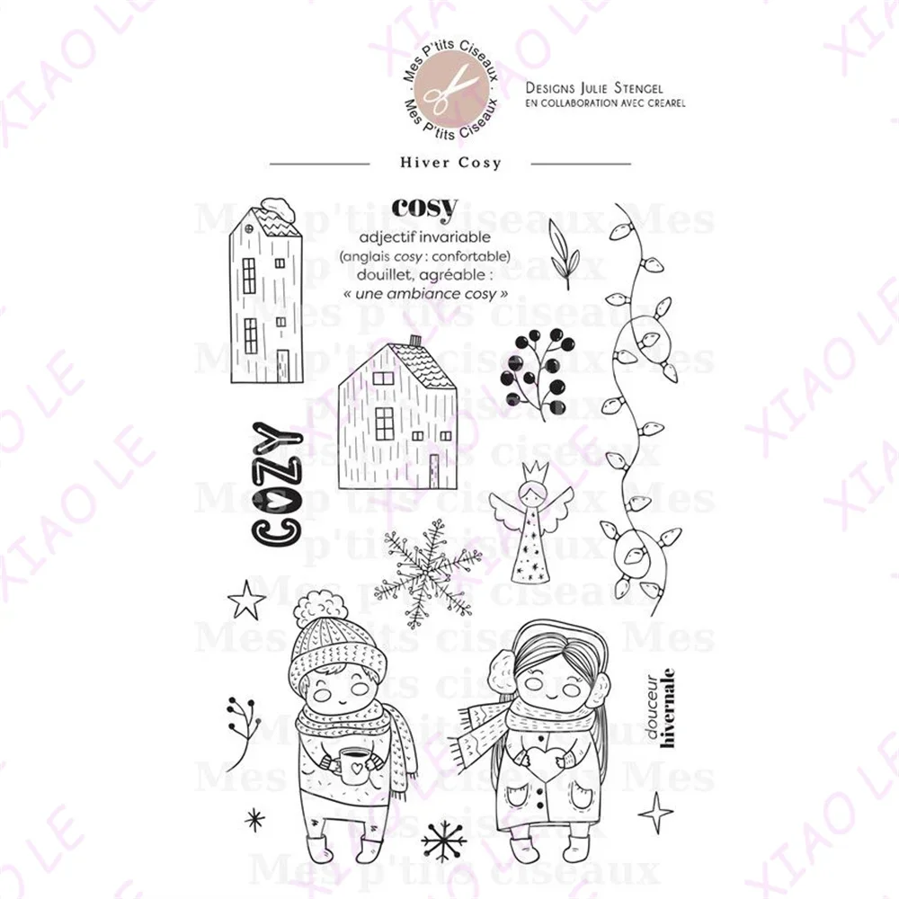 Merry Christmas Santa Family Metal Cutting Dies Clear Stamps Scrapbook Diary Decoration Embossing Cut Template DIY Greeting