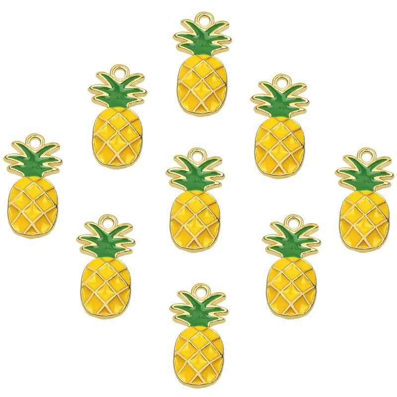 

3pcs/Lot Enamel Pineapple Ananas Colorful Fruit Food Plant Pendant Charms For Women Man DIY Jewelry Making Necklace Material