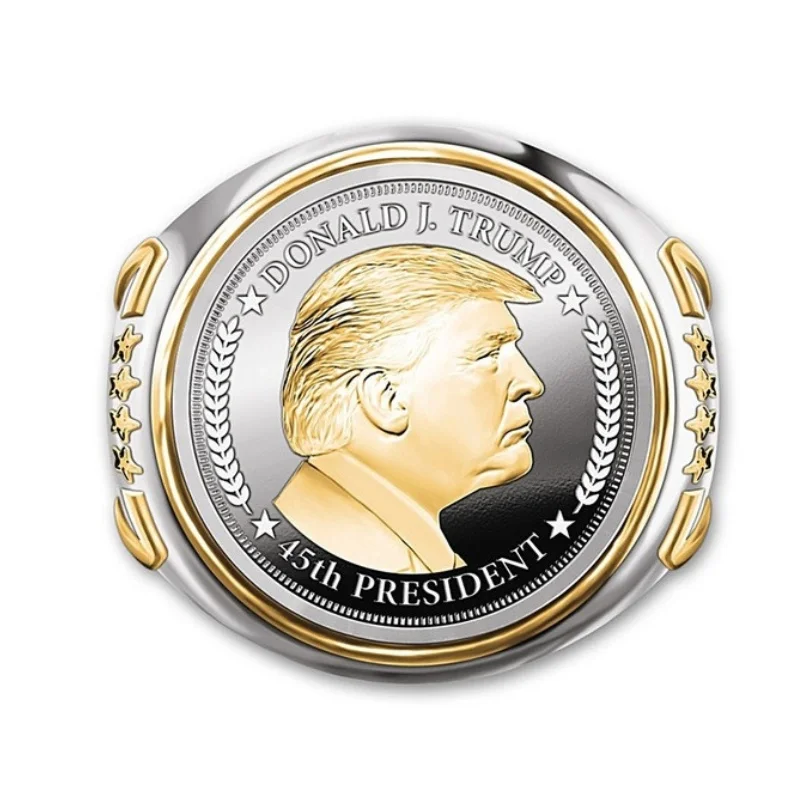 2 шт./упаковка мужские двухцветные кольца Трампа в стиле хип-хоп
