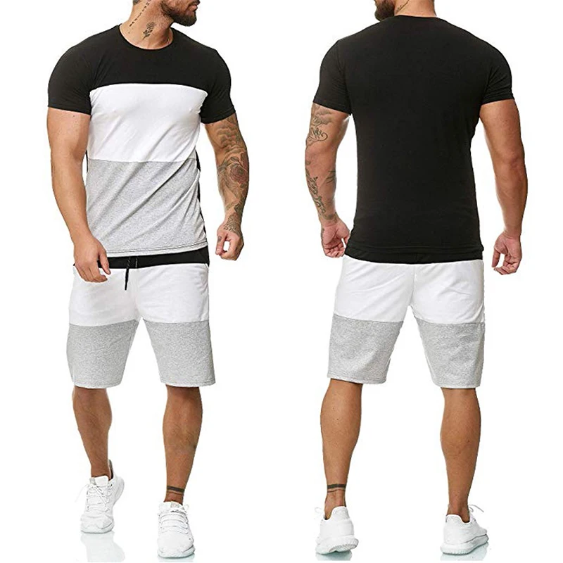 Summer Sport Fitness Homewear Men's Shorts Sleeve T-Shirt + Pant 2 Pieces Sets Daily Clothing Male Suits for Men Tracksuit |