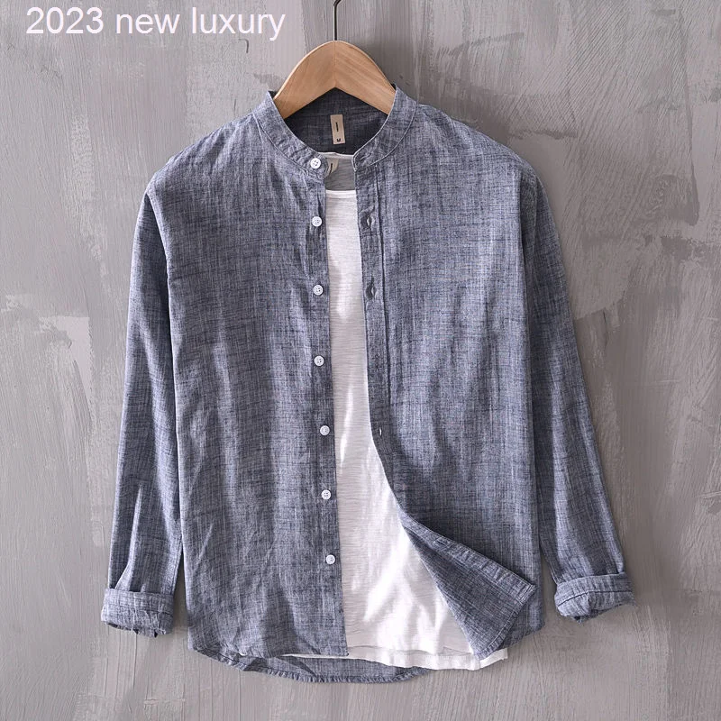 

Новинка Осень-зима 2022, мужская белая рубашка с длинным рукавом, чистый хлопок, в стиле ретро, на пуговицах, с карманами, белая рабочая одежда ...