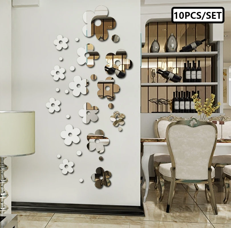 

New 2023 Creative Flower 3D Acrylic Mirror Sticker DIY Art Wall Sticker for Bedroom Living Room Decoration