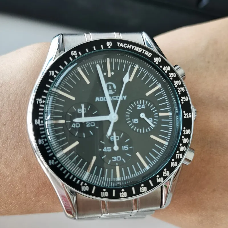 High End Brand Luxury Fashion Stainless Steel Strap Black Dial Quartz Smart Watch for Men Relógio Masculino Reloj Hombre AAA