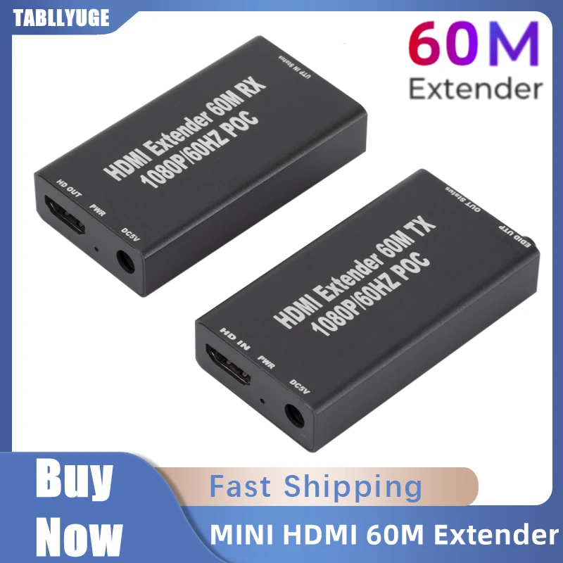 1080P 60M Extender RJ45 HDMI-compatible extender HDMI Network Extender by CAT5e CAT6 LAN Extensor for PS4 apple PC laptop HDTV