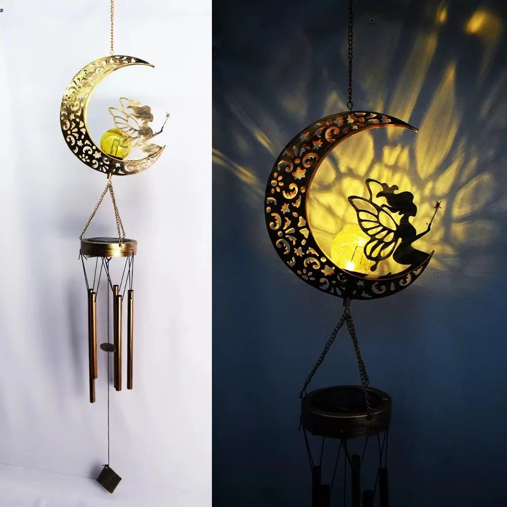 

Solar Outdoor Lights Waterproof Moon Sun Fairy Wind Chimes Led Lights For Holiday Party Home Decor Street Garden Decoration