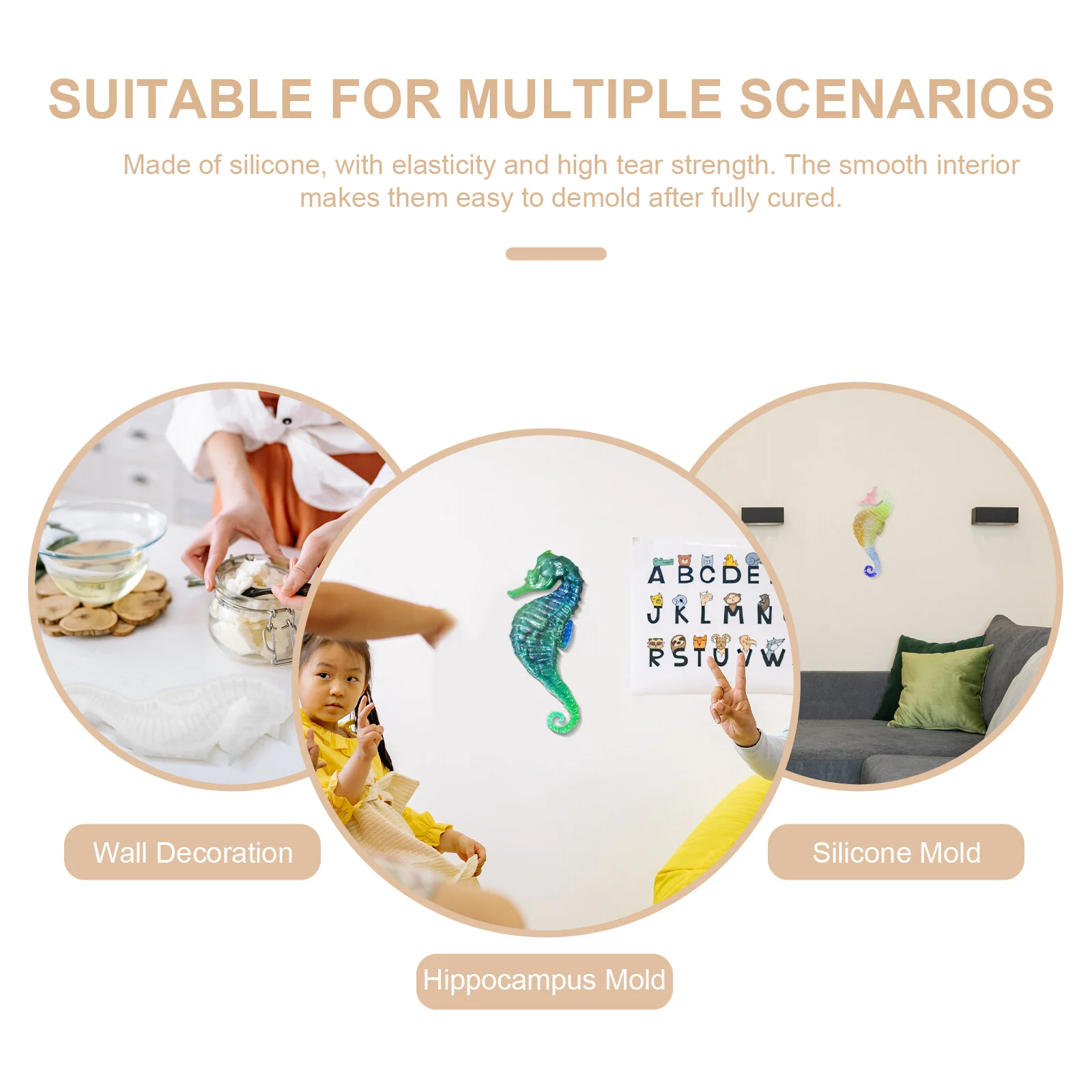 Epoxy Resin Silicone Mold Crafts Sea Horse Shaped Molds Non Stick Wall Decor DIY