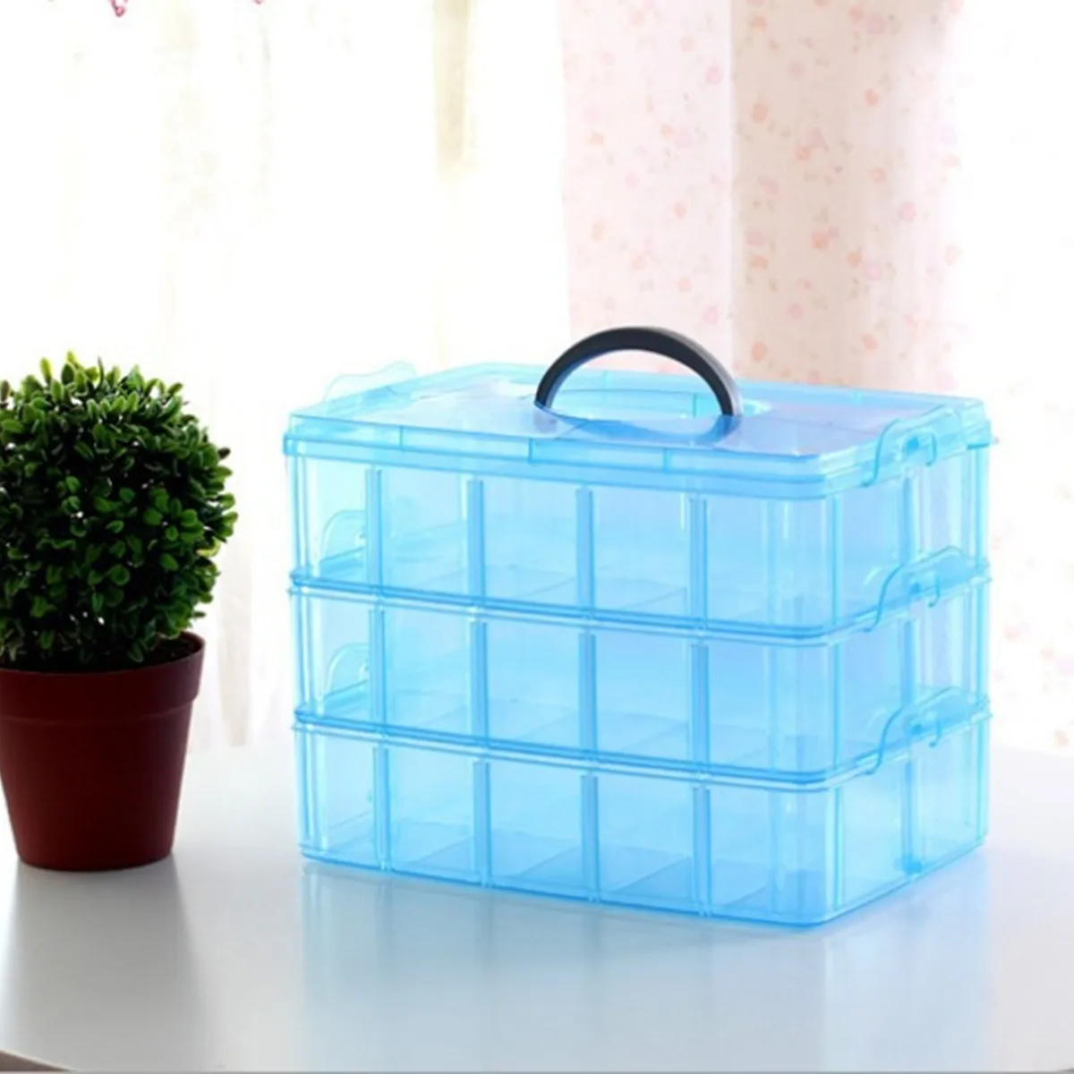 

30 Grids Stackable Plastic Storage Box Portable Detachable Home Organizer Transparent Makeup Organizer
