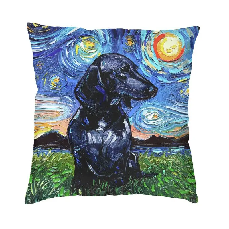 

Квадратная декоративная подушка Dacshund Starry Night Pop Art, чехол для домашнего декора с 3D рисунком барсука, колбасы, Винера, собаки, наволочка для див...