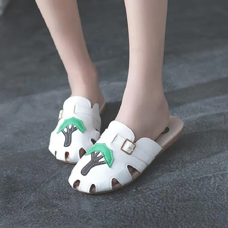 WUYAZQI Women's Slippers NEW GIRLS' fashionable beach shoes flat bottom anti slip women's sandals Q8