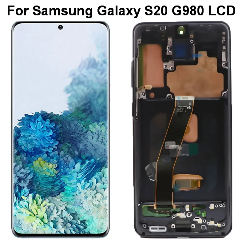 Original AMOLED LCD For Samsung Galaxy S20 With Frame Lcd G980 G980F G980F/DS G981 Display With Touch Screen Digitizer Assembly