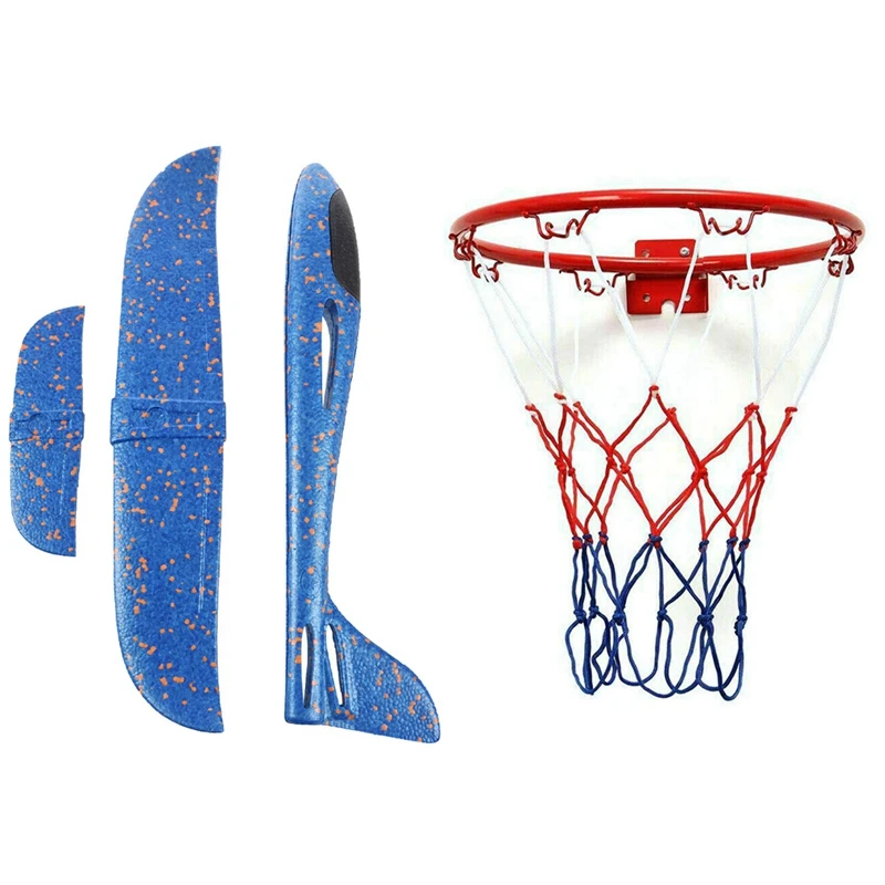 

1 Pcs Funny Eppthrowing Glider Airplane Inertia Aircraft Toy & 1 Pcs 32Cm Wall Mounted Basketball Hoop Netting