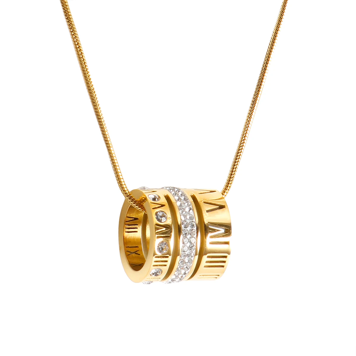 ZMfashion римские цифры инкрустированный цирконом кулон ожерелье для женщин