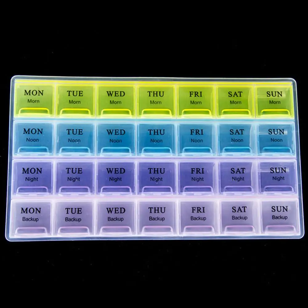 

28 Slots Pills Storage Box Portable Weekly 7 Days Tablet Health Care Pill Box Holder Medicine Organizer Case