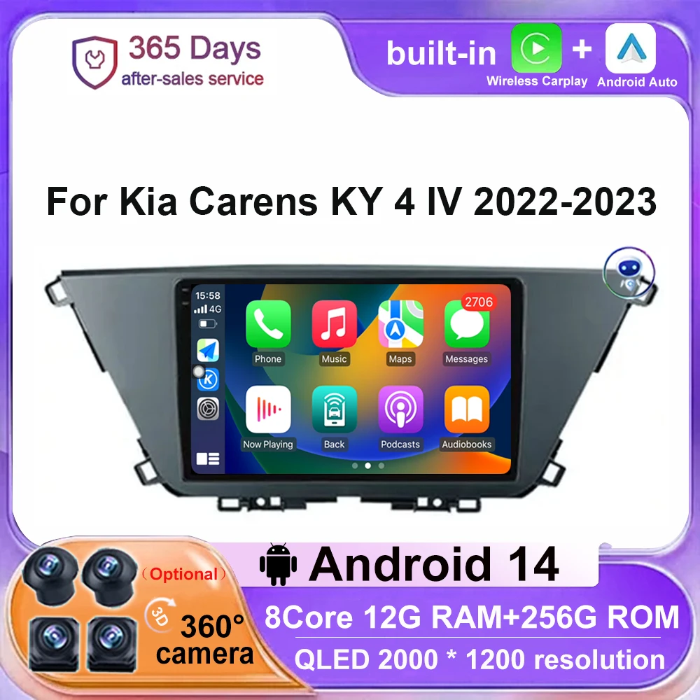 Автомагнитола 4G мультимедиа Android 14 для Kia Carens KY 4 IV 2022-2023