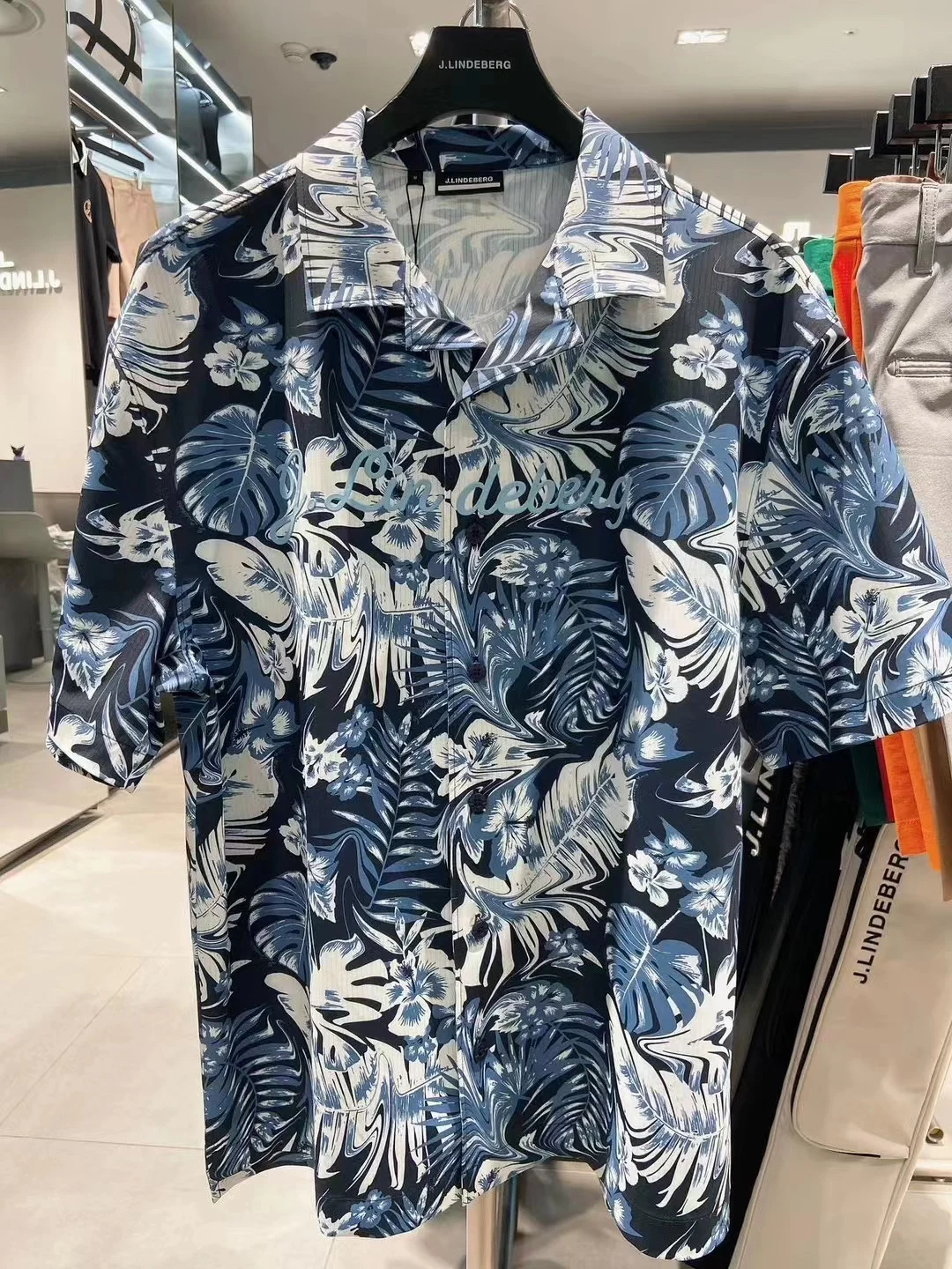 

Spring Summer JL Korea Golf Men's Quick Dry Stretch Printed Short Sleeve Shirt