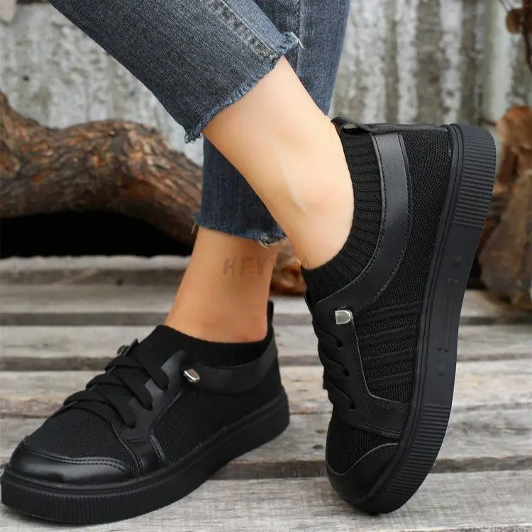 Women Shoes 2023 Breathable White Shoes Lace Up Flats Women Mesh Sneakers Socofy Size 43 Loafers Zapatillas Mujer