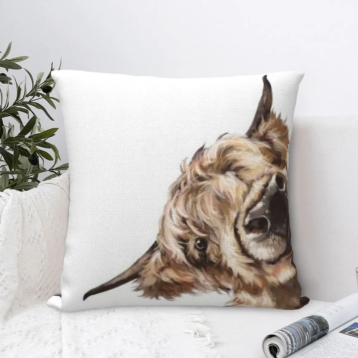 Highland Cow Animal Plaid Pillowcase Soft Polyester Cushion Cover Decorations Throw Pillow Case Cover Home Drop Shipping 40*40cm images - 6