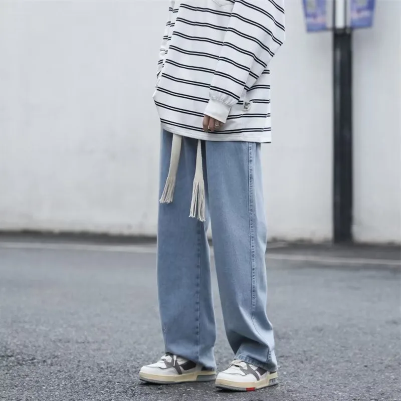 Blue Black  Baggy Jeans Men's Fashion Casual Wide Leg Jeans Men Japanese Streetwear Hip Hop Loose Straight Denim Trousers Men