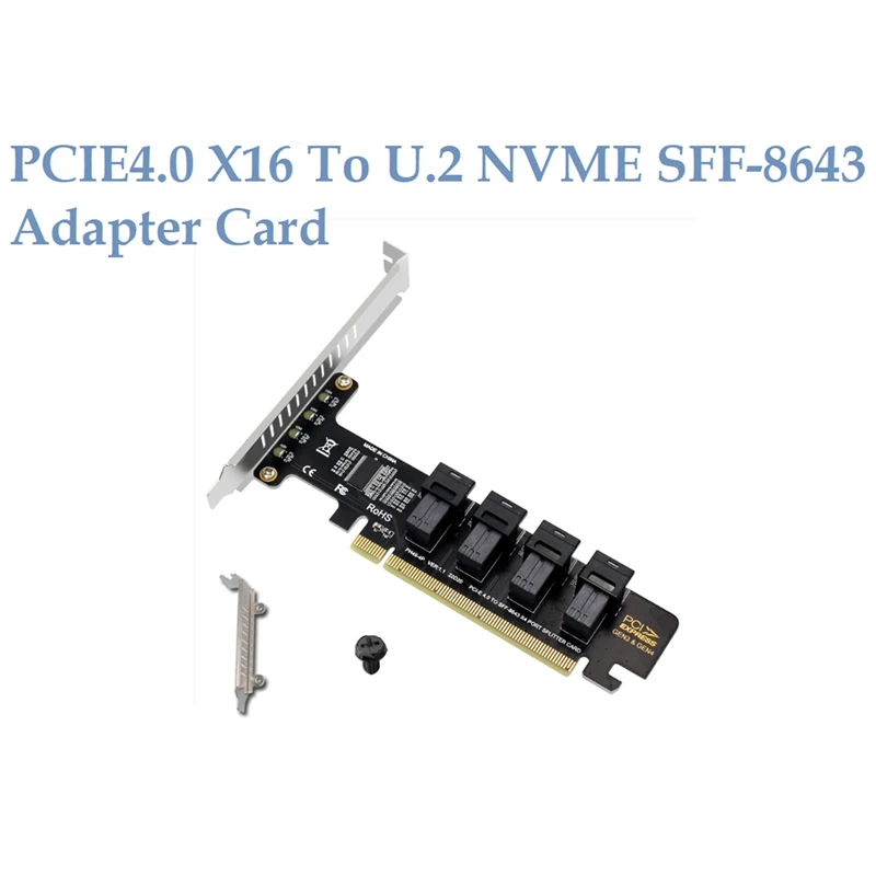 

PCI-E 16X к четырем U.2 NVME SFF-8643 Pcie SSD адаптер карта PCIE 4,0 разделитель карты для материнской платы SSD