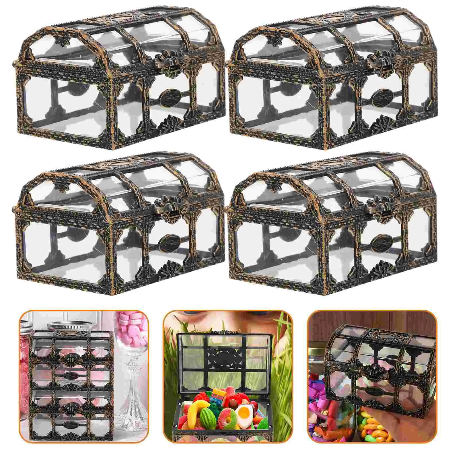 

Box Candy Wedding Treasureboxes Container Favor Pirate Clear Favorsparty Packaging Jewelrychocolate Keepsake Transparent Storage