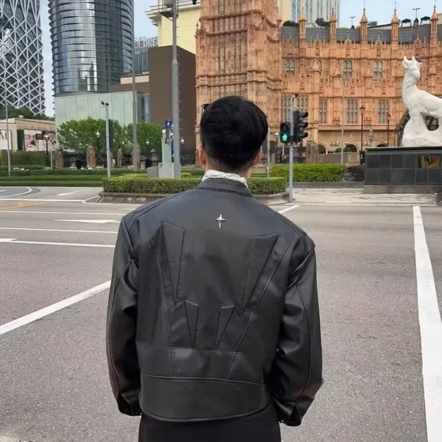 Высококачественная кожаная куртка в американском стиле для мужчин повседневная