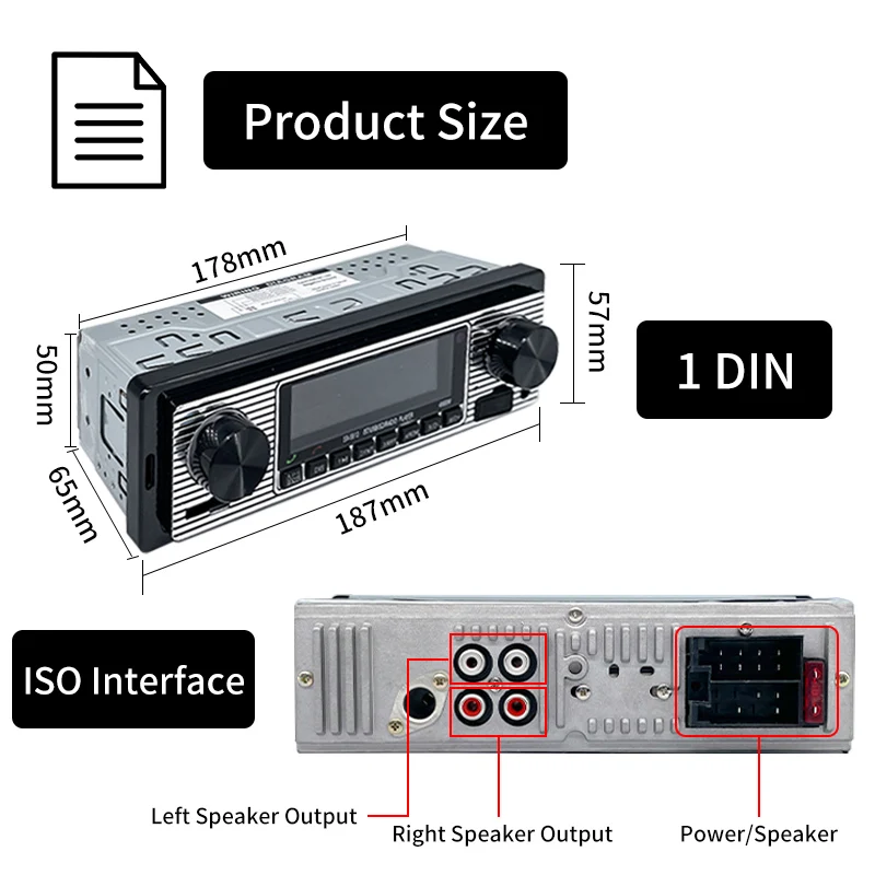 Автомагнитола SINOVCLE, мультимедийная стерео-система с Bluetooth, FM, USB  SD разъемом, 12 В, Типоразмер 1 DIN (art.: 3920c1bfdeb93) - 3920c1bfdeb93