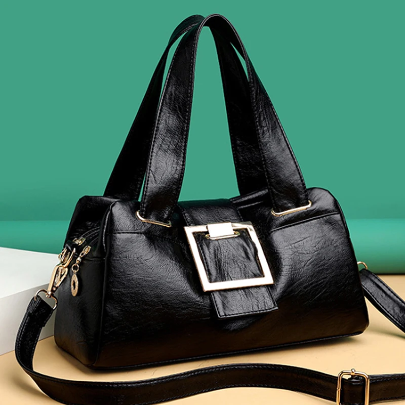 

Женские кожаные сумочки, винтажные женские сумки через плечо из мягкой кожи, дизайнерские брендовые дамские сумочки большой вместимости с ручками сверху