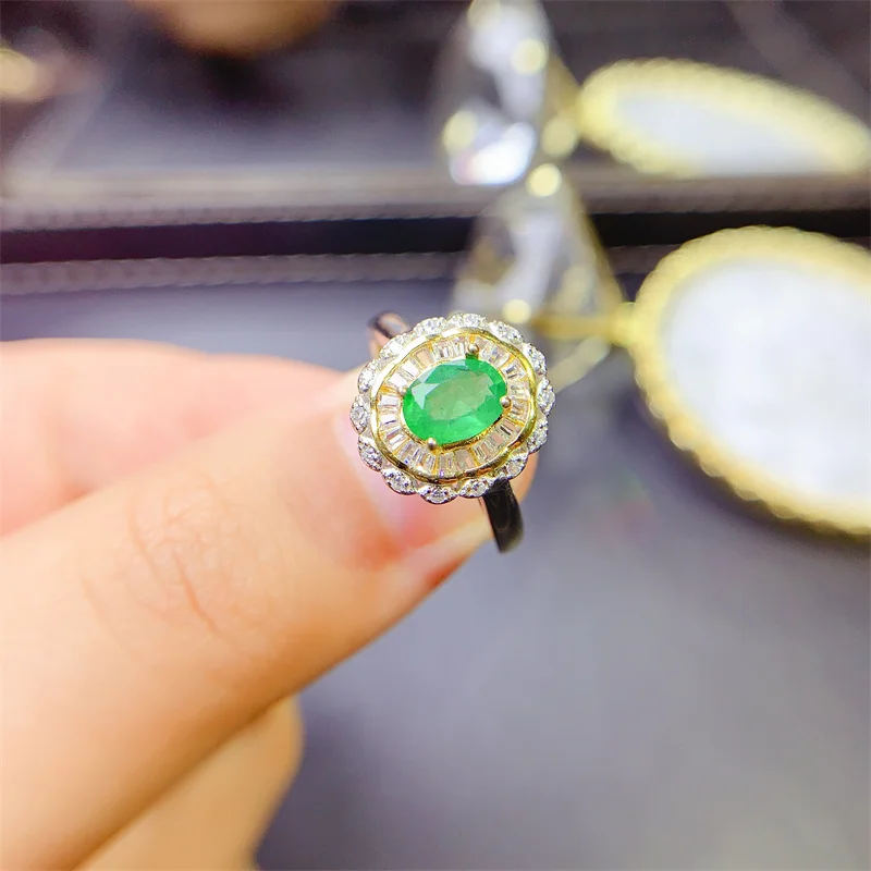 

Ювелирные изделия YULEM, серебро 925 пробы, обручальное кольцо с изумрудом 5 мм * 7 мм, стандартное для повседневной носки, серебряное кольцо с драгоценным камнем